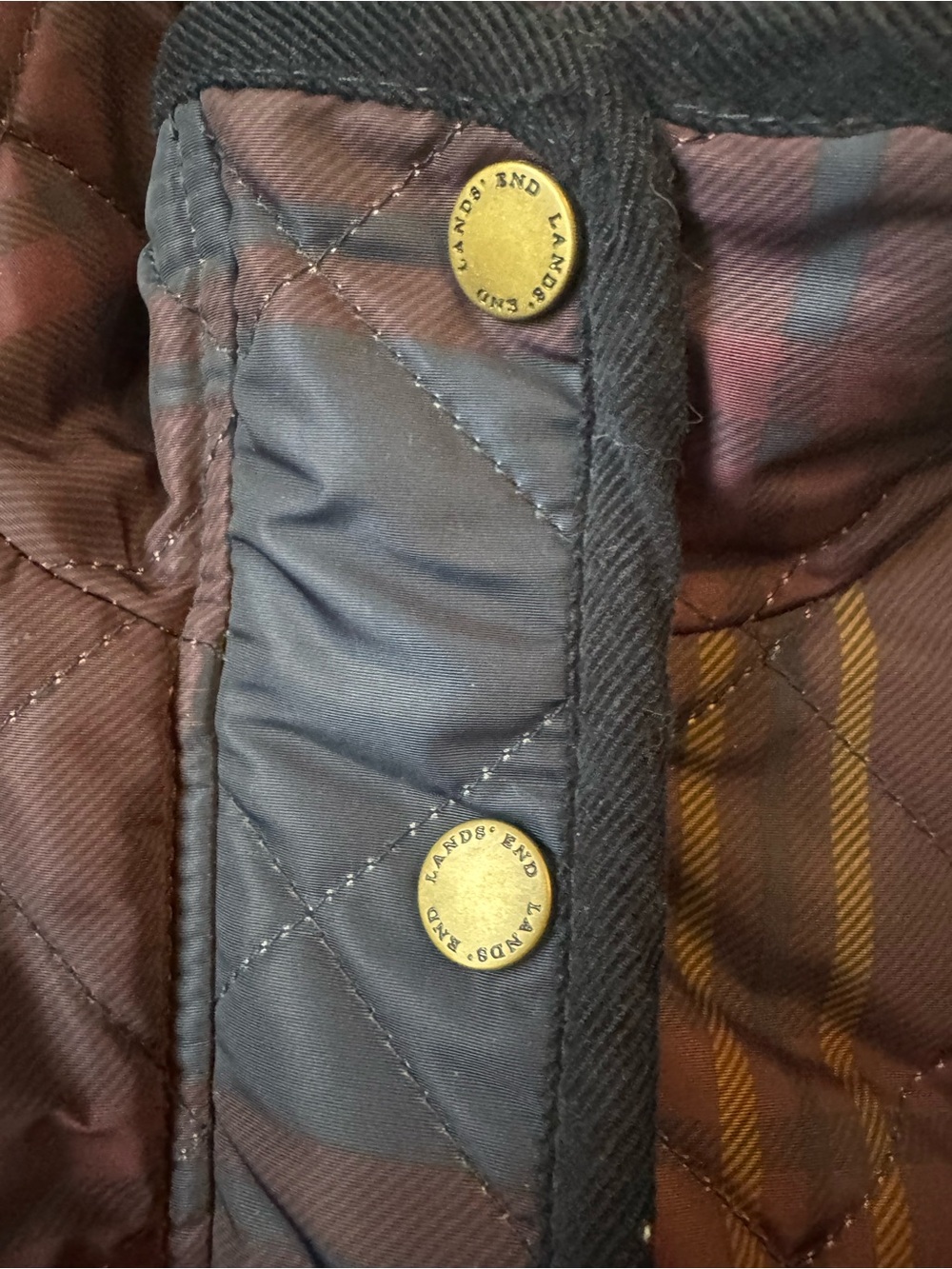 Lands End Quilted Plaid Longline Jacket - Purple - Picture 8 of 8